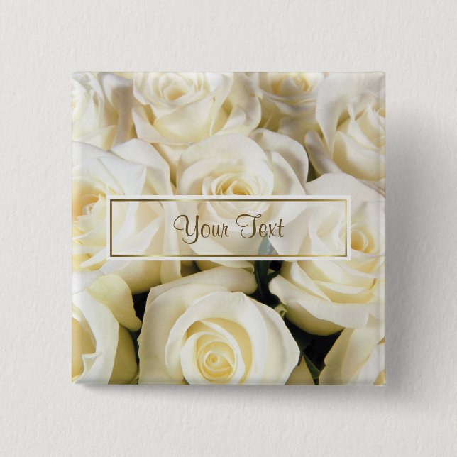 White Rose Elegance Template 2 Inch Square Button (Front)