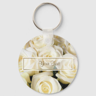White Rose Elegance Template Keychain