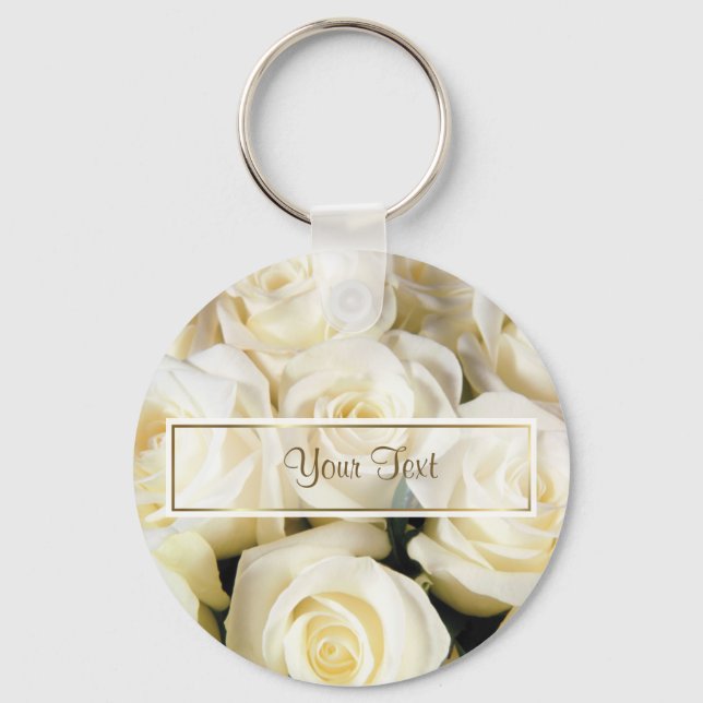 White Rose Elegance Template Keychain (Front)
