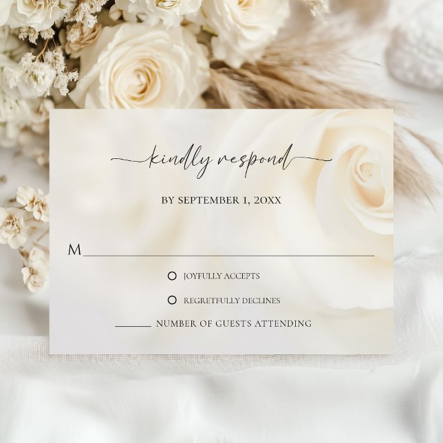 White Rose Elegant Script Wedding Response Card (White Rose Elegant Script Wedding Response Card)