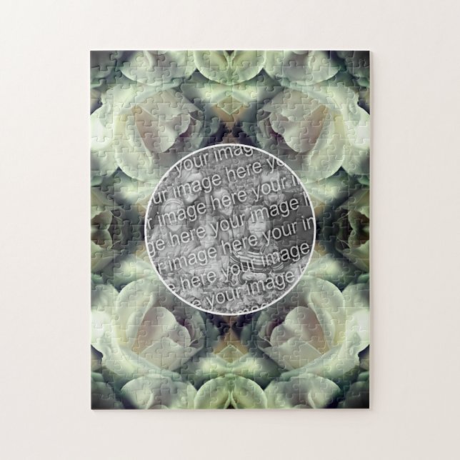 White Rose Floral Abstract Add Your Own Photo Jigsaw Puzzle (Vertical)