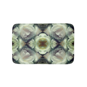 White Rose Floral Abstract Art Bath Mat