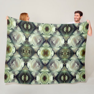 White Rose Floral Abstract Pattern Fleece Blanket
