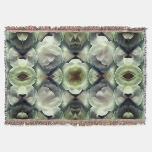 White Rose Floral Abstract Pattern Throw Blanket