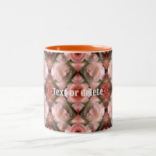 White Rose Floral Abstract Tinted Personalized Two-Tone Coffee Mug