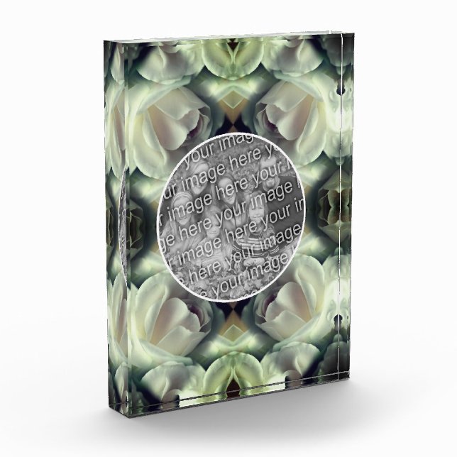 White Rose Floral Add Your  Photo Block (Left)