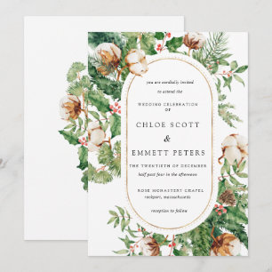 White Rose Floral Botanical Wedding Rustic Invitation