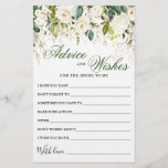 White Rose Floral Greenery Well Wishes Advice Card<br><div class="desc">White Rose Floral Greenery Well Wishes Advice Card.
Personalize with the bride to be's name and date of shower. 
For further customization,  please click the "customize further" link. If you need help,  contact me please.</div>