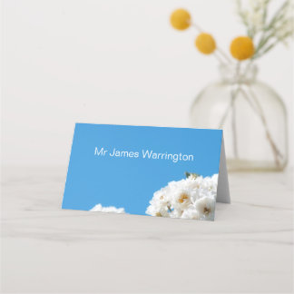White rose floral place card