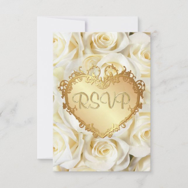 White Rose Floral Wedding RSVP Card (Front)