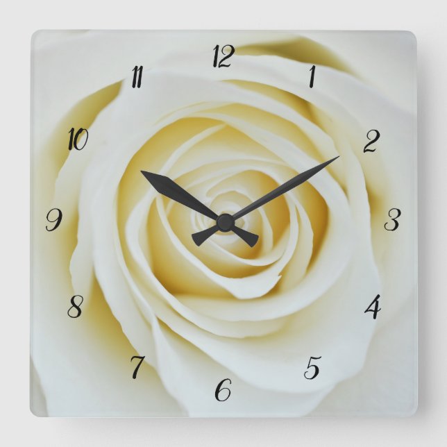 White Rose flower Acrylic wall clock (Front)