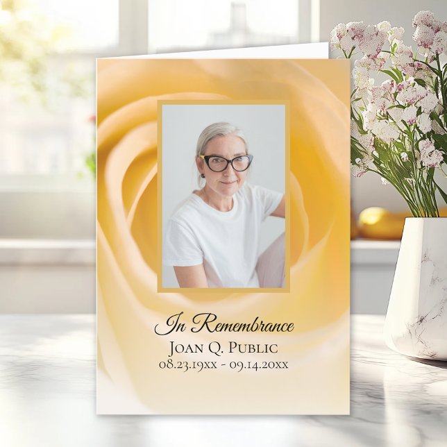 White Rose Flower Funeral Memorial Service Folded Program (Creator Uploaded)