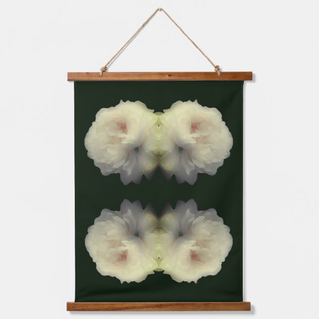 White Rose Flower In Full Bloom Abstract Hanging Tapestry (Front)