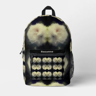 White Rose Flower In Full Bloom Personalized Printed Backpack