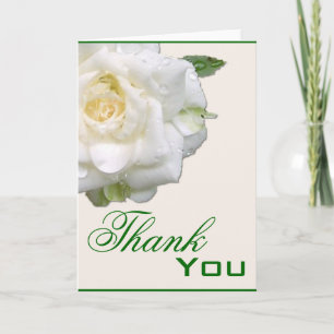 White Rose Flower Thank You Greeting Card