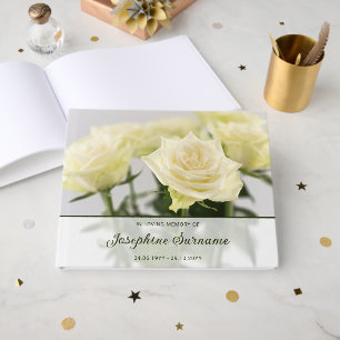 White Rose Flowers Floral Photo Funeral Memorial Guest Book
