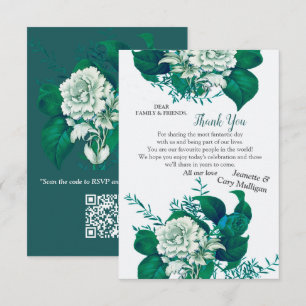 White Rose Flowers on Blue pattern paper  RSVP Card