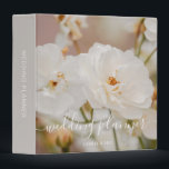 White Rose Flowers Photo Custom Wedding Planner Binder<br><div class="desc">Elegant wedding planner binder featuring a dreamy photo by Destei of white Korbin roses with creamy petals and muted tones. The front showcases two personalizable text areas — “Wedding Planner” in graceful script and the couple’s names beneath. The spine also includes a personalizable “Wedding Planner” text for easy identification. A...</div>