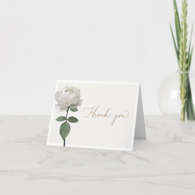 White Rose Funeral & Sympathy Thank You Folded Card (Front)