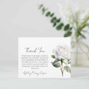 White rose Funeral Thank You Card Bereavement
