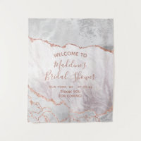 White & Rose Gold Agate Gilt Bridal Shower Welcome
