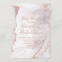 White & Rose Gold Agate Marble Baby Shower