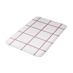 White Rose Gold Chequered Pattern Bath Mat