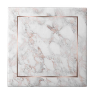 White & Rose-Gold Faux Marble Tile