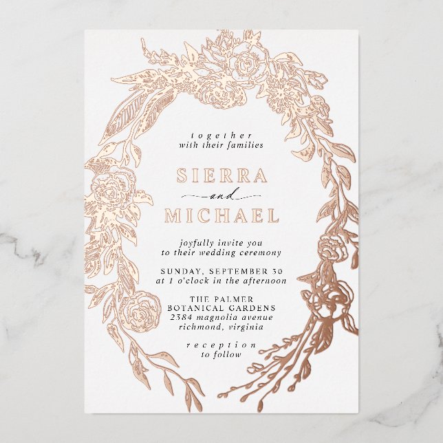 White & Rose Gold Floral | Elegant Garden Wedding (Front)