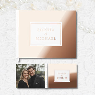 White Rose Gold Foil Guest Book Editable Elegant