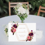 White rose gold geometric burgundy floral Birthday Guest Book<br><div class="desc">A stylish white background,  rose gold foil text.  Decorated with a geometric frame and florals in burgundy and pink. Personalize and add your name,  age and date.
Spine: add your text.</div>