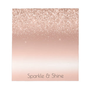 White Rose Gold Glitter Glitzy Sparkle         Notepad