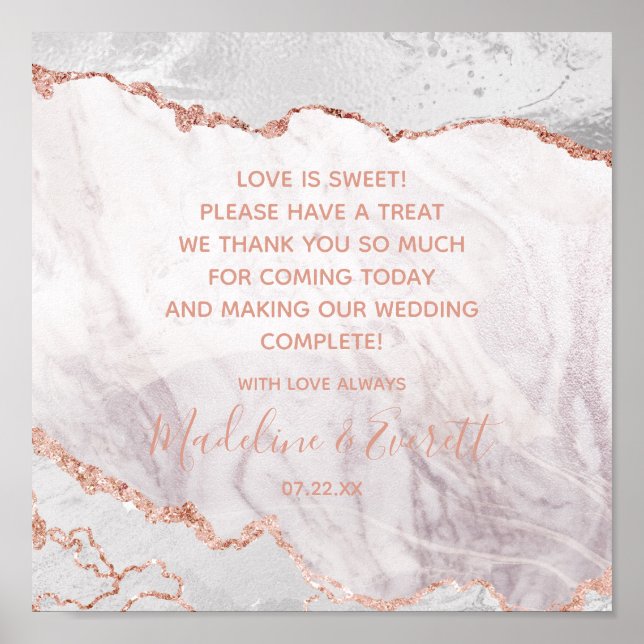 White & Rose Gold Love is Sweet Treat Table Sign (Front)