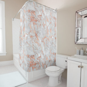 White & Rose Gold Marble