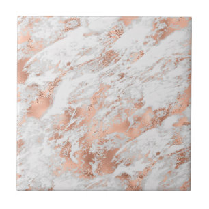 White & Rose Gold Marble 3 Tile