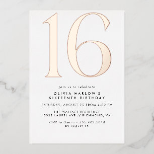 White & Rose Gold   Modern Minimal 16th Birthday