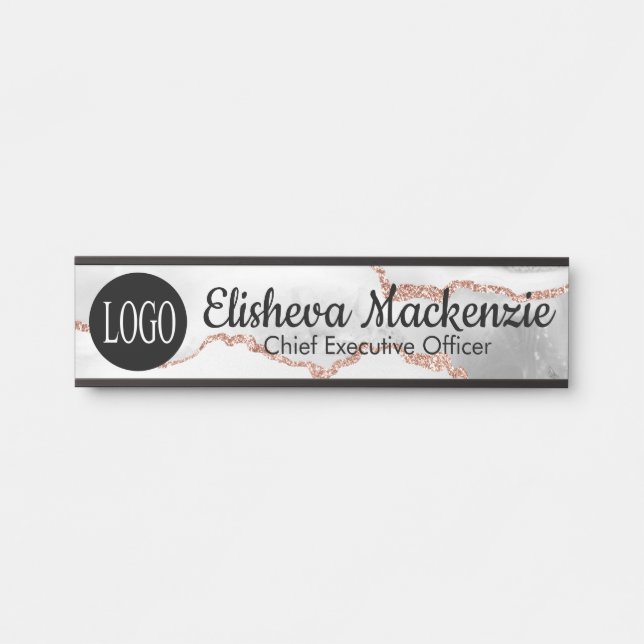 White Rose Gold Office Door Sign Signs  Name Plate (Front)
