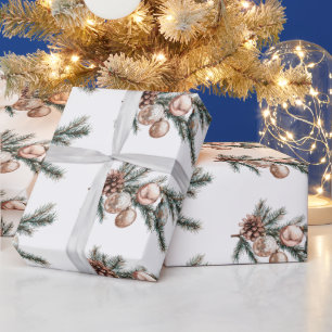 White Rose Gold Ornaments Christmas  Wrapping Paper