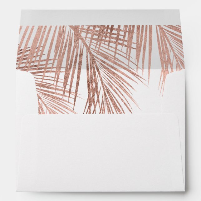 White rose gold palm tree wedding envelope (Back (Bottom))