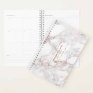 White & Rose-Gold Tones Faux Marble Planner