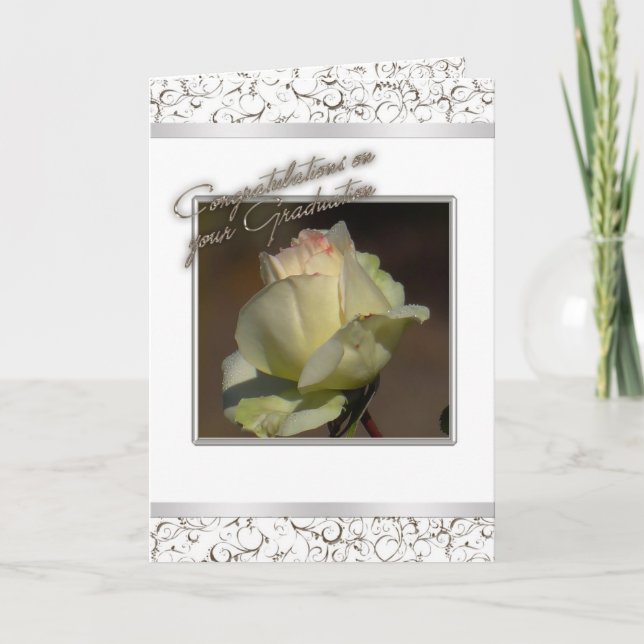 White  Rose Graduation Card (Front)