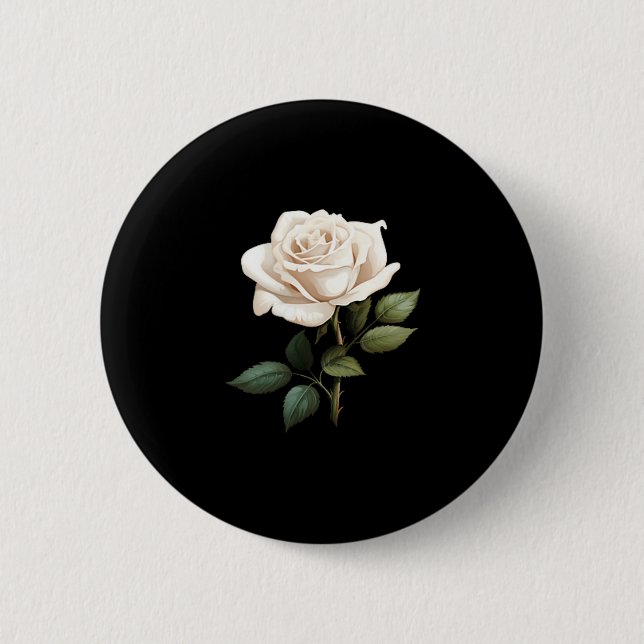 White Rose Graphic  2 Inch Round Button (Front)