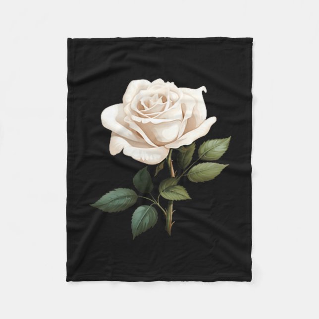 White Rose Graphic  Fleece Blanket (Front)