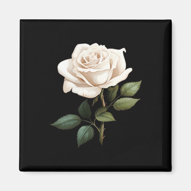 White Rose Graphic  Magnet (Front)