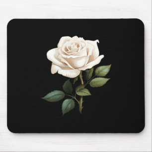 White Rose Graphic Mouse Pad