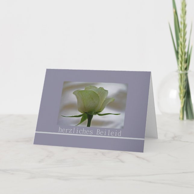white rose grey german sympathy card (Front)