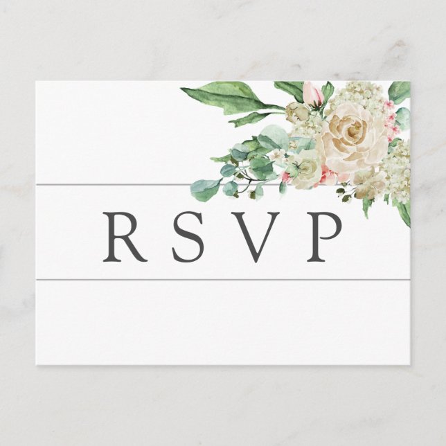 White Rose Hydrangea  RSVP Postcard  Meal Choice (Front)