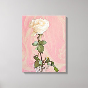 White Rose In Vase - Canvas Print