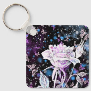 White Rose Keychain