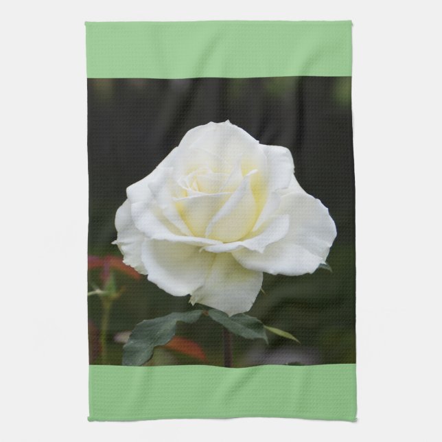 White rose kitchen towel (Vertical)